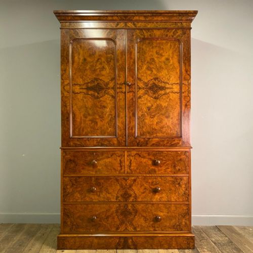 Superb Burr & Figured Walnut Linen Press