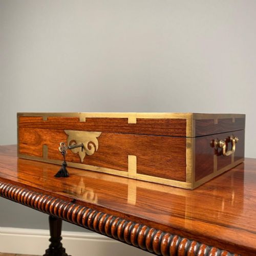 Anglo Indian Padouk Campaign Writing Box