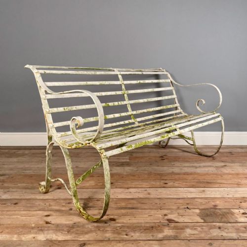 19th Century Wrought Iron Strap Work Iron Bench