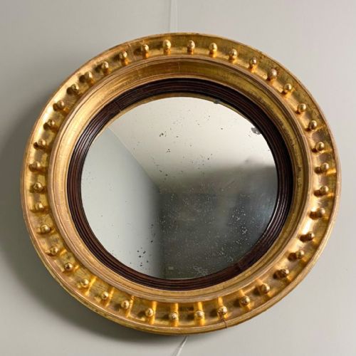 Large Regency Convex Giltwood Mirror