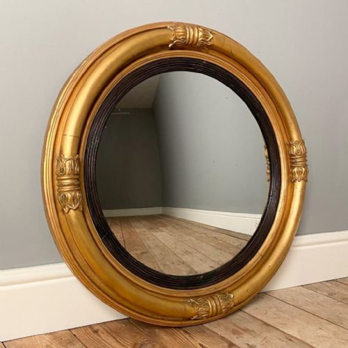 Large William IV Giltwood Convex Mirror