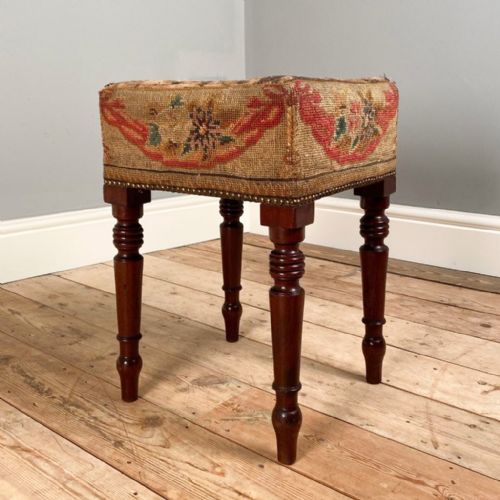 19th C. Mahogany Dressing Table Stool
