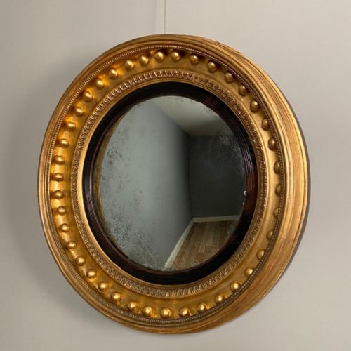 Large Regency Giltwood Convex Mirror