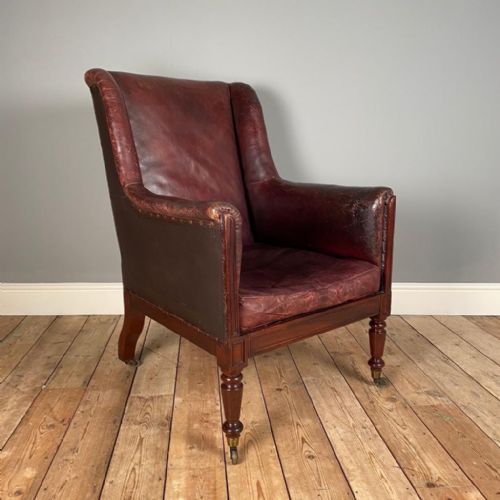 Regency Leather Library Chair in the Manner of Gillows
