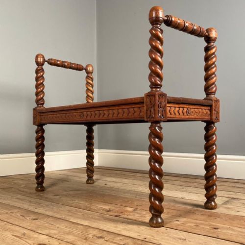 19th C. English Oak Hall Bench