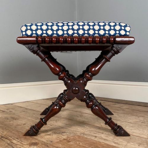 19th Century X Frame Bobbin Stool