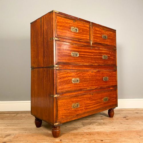 19th C Solid Satinwood Campaign Chest