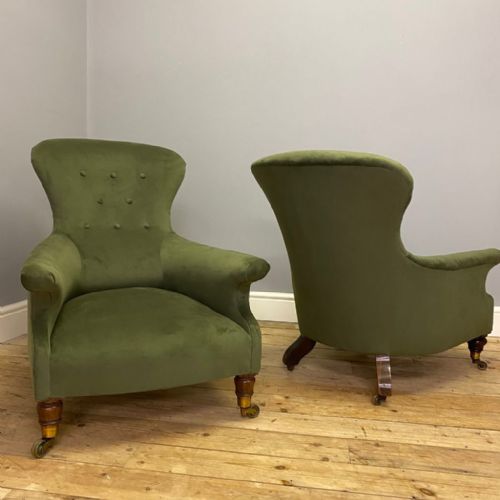 Pair of 19th C Rosewood Armchairs - Manner of Holland & Sons