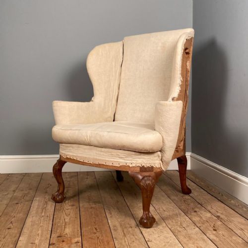 Shapely Edwardian Wing Chair in the George II Style