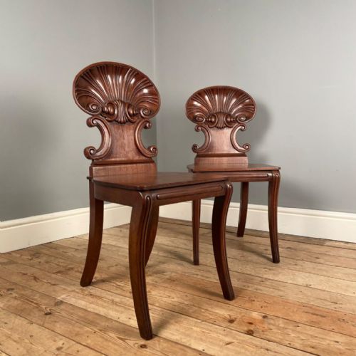 Rare Pair of Gillows Regency Hall Chairs