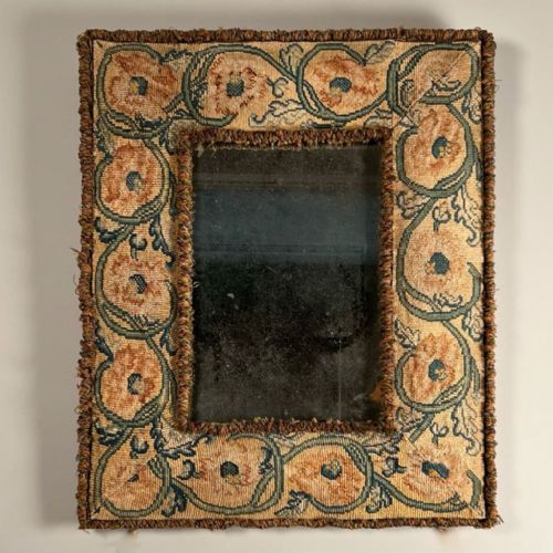 Rare Beautiful 19th C Tapestry Wall Mirror
