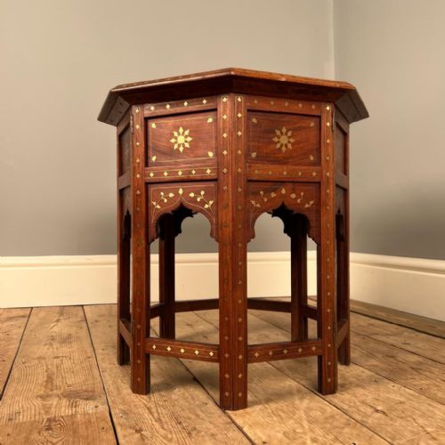 Unusual Brass & Copper Inlaid Hoshiarpur Table