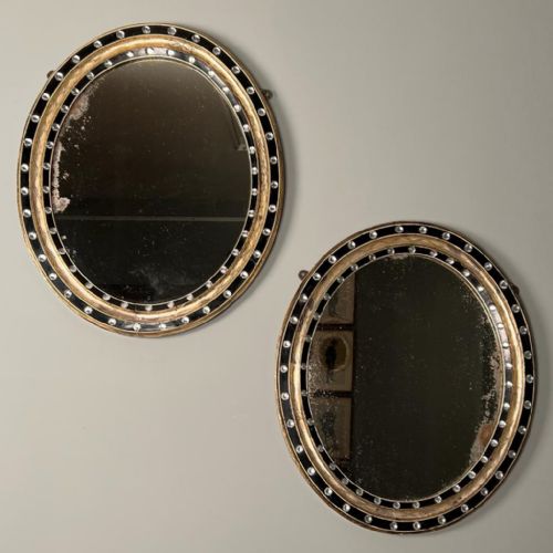 Rare Pair of Regency Irish Oval Mirrors