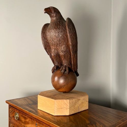 Wonderful 19th C Carved Oak Eagle