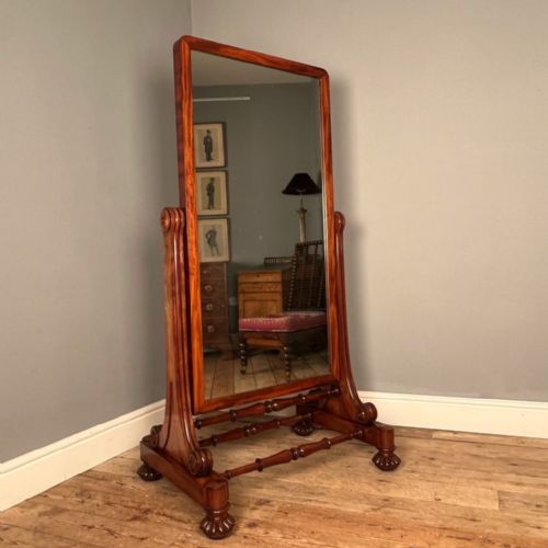 19th C Gillows Mahogany Cheval Mirror