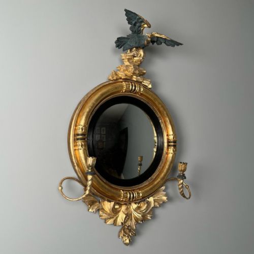 Small Regency Giltwood Convex Mirror