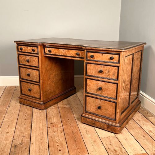 Gillows Burr Walnut & Ebony Desk
