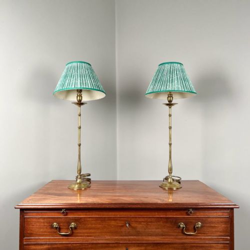 Pair of Lacquered Brass Bamboo Table Lamps