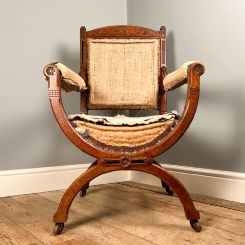 Rare 19th C Oak Library Chair by Johstone & Jeanes