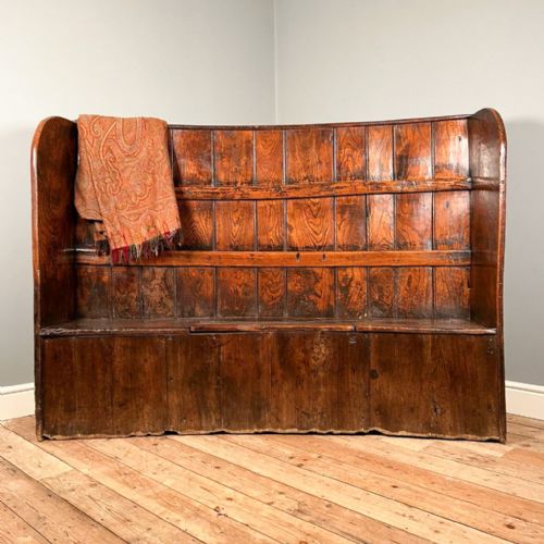 18th C Elm Box Settle