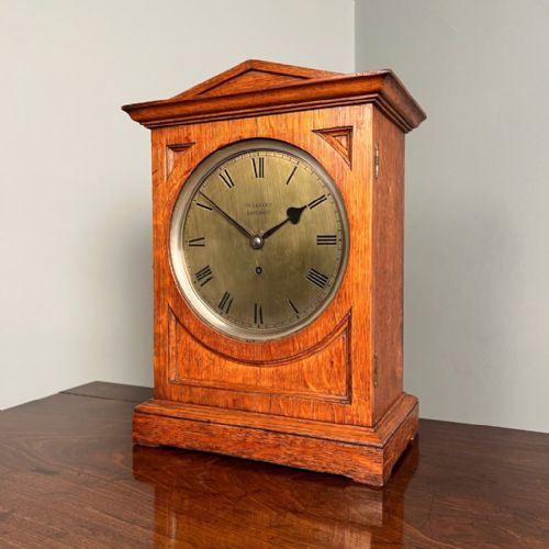 fig 1. 19th C Architectural Oak Bracket Clock by Vulliamy of London
