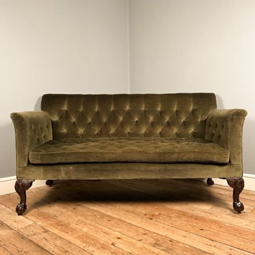 19th C George II Style Upholstered Mahogany Sofa