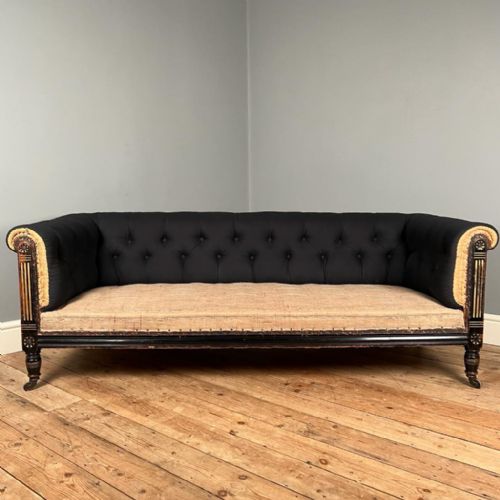 Rare 19th C Gillows Ebonised and Giltwood Sofa