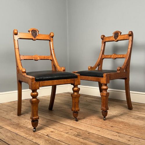 Pair of Reformed Gothic Oak Hall Chairs