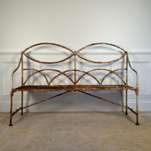19TH C ENGLISH WROUGHT IRON GARDEN BENCH