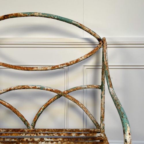 19TH C ENGLISH WROUGHT IRON GARDEN BENCH - ADDITIONAL PHOTO 1