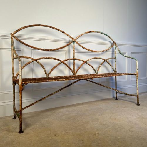 19TH C ENGLISH WROUGHT IRON GARDEN BENCH - ADDITIONAL PHOTO 2