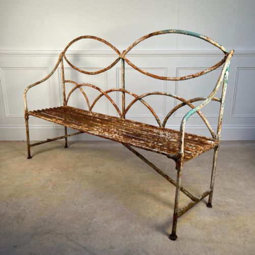 19TH C ENGLISH WROUGHT IRON GARDEN BENCH - ADDITIONAL PHOTO 3