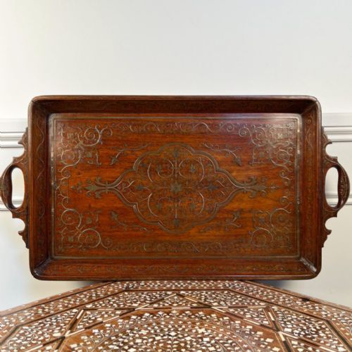 Beautiful Hoshiarpur Brass Inlaid Tray