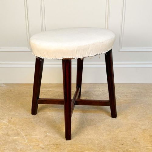 Rare 18th C Mahogany Hepplewhite Dressing Table Stool