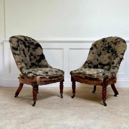 A Pair of George IV Rosewood Slipper Chairs