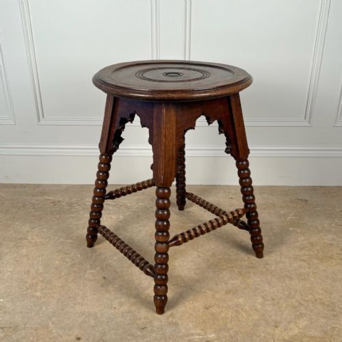 Arts & Crafts Oak Bobbin Table - Druce & Co