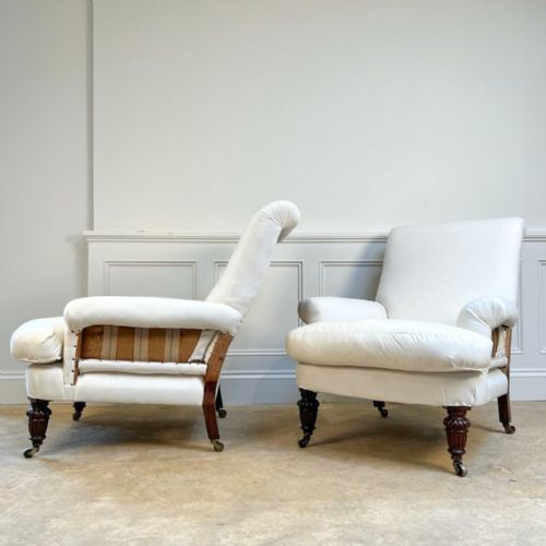 Pair of 19th C Deep Seated Club Chairs