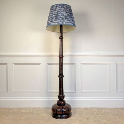 Early 20th C Indian Hand Painted Floor Lamp