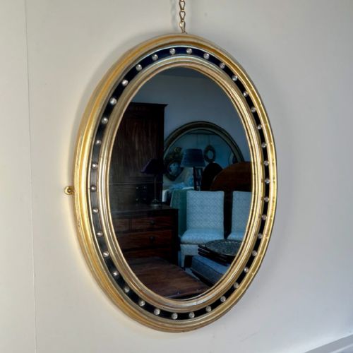 19th C Irish Giltwood Oval Mirror