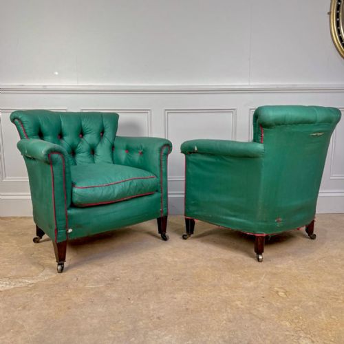A Pair of Howard Style Woodstock Armchairs