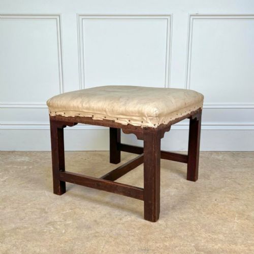 18th C Georgian Square Mahogany Footstool