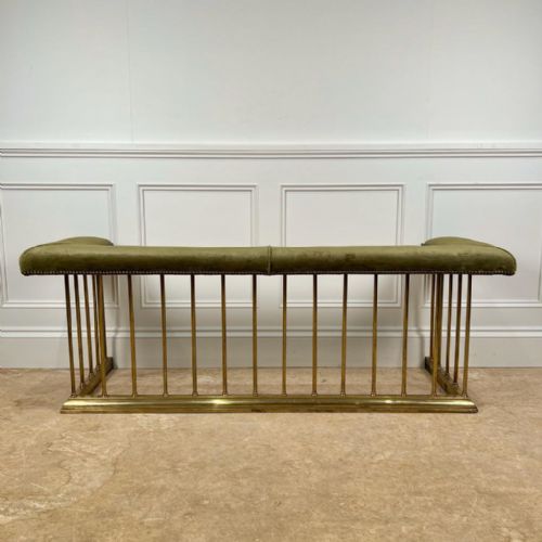 fig 1. Edwardian Brass & Velvet Club Fire Fender