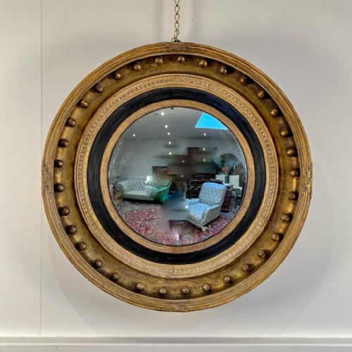 Large Scale Regency Giltwood Convex Mirror