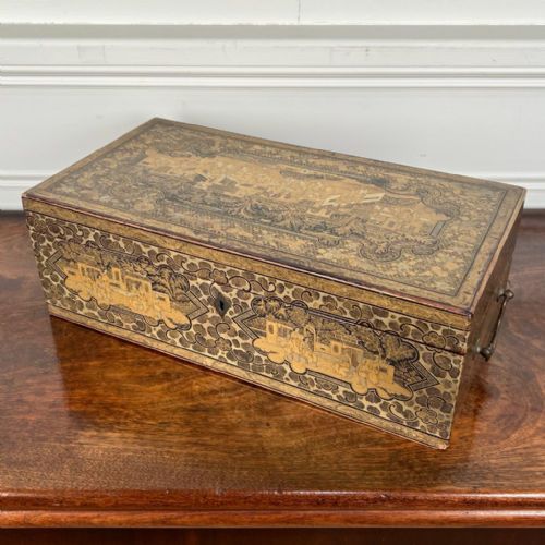 19th C Chinese Export Lacquered Stationary Box