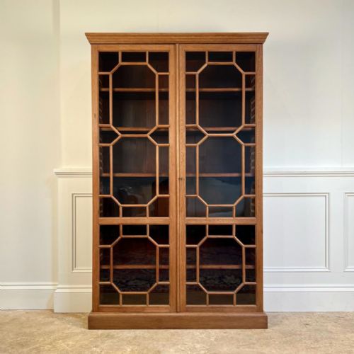Diminutive 19th C Oak Bookcase Cabinet