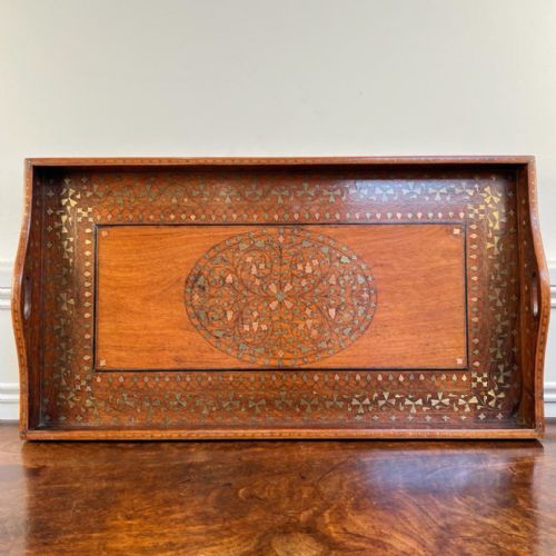 Large Profusely Inlaid Hoshiarpur Tray
