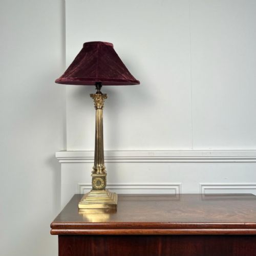 19th Century Brass Corinthian Column Lamp Base