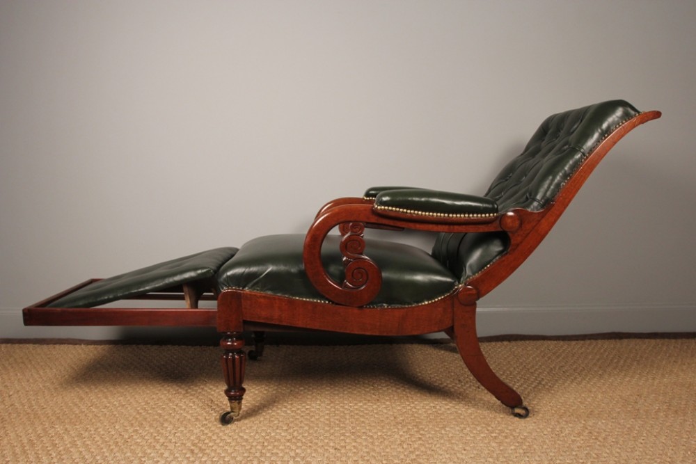 George IV Leather Reclining Library Chair