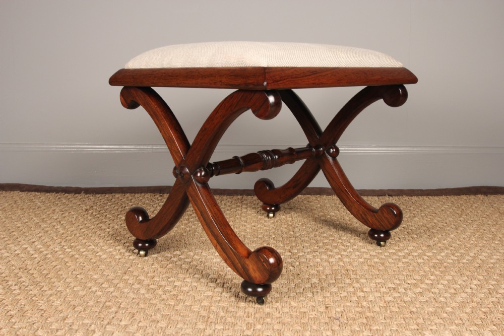 A William IV Rosewood X Frame Stool