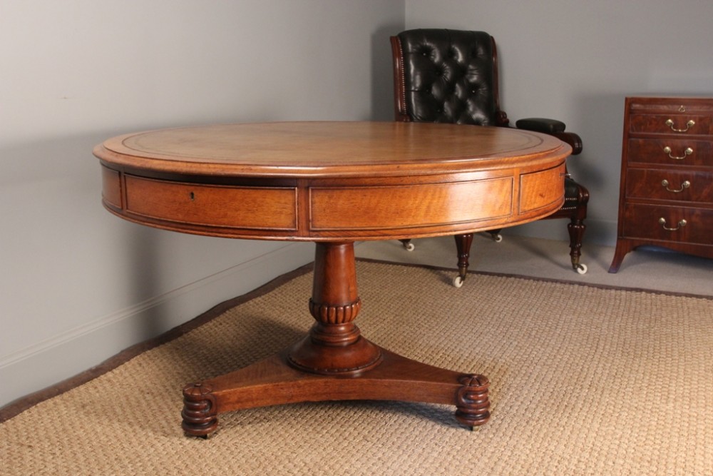 An Revolving Oak Drum Table by T & G Seddon. C1840